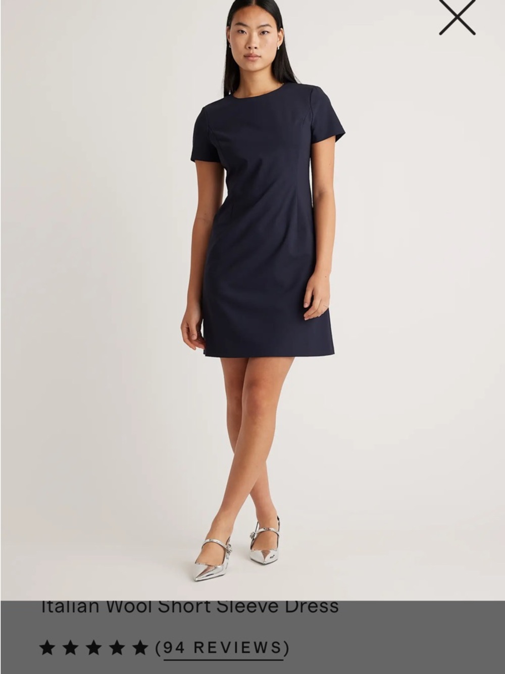 NWOT Quince Italian Wool short Sleeve Dress. Breathable. Navy. Sz 14 - Picture 4 of 11